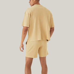 Men's Solid Color <b>Knitted</b> T-Shirt And Shorts <b>Set</b> Crew Neck Casual Summer Wear Breathable 100% Cotton Long Lasting - Product Image 6
