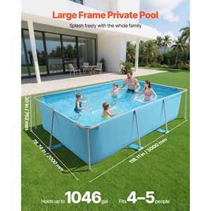 Piscina Rettangolare in Acciaio 118 X 78 X 30 cm per Famiglie, Grande Piscina da Giardino con Struttura Metallica e Forma Circolare - Product Image 2