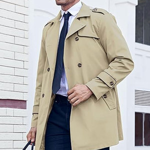 Gabardina Clásica de Manga Larga para Hombre, Impermeable y Resistente al Viento, de Longitud Media, para Negocios, Oficina, Viajes, Aire Libre y Uso Diario - Product Image 4