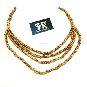 Burnt Finish Buffalo Horn <b>Beaded</b> <b>Necklace</b> for Women Multi Strand Handmade Organic Horn Jewelry Tribal Ethnic Statement <b>Choker</b> - Product Image 4