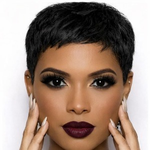 Perruque Pixie sans colle très demandée, cheveux humains bouclés, facile à poser pour débutantes, coiffure moderne disponible à la vente - Product Image 2