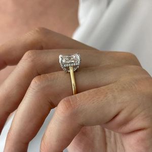 4.5 CT <b>Cushion</b> Cut Lab Grown Diamond IGI Certified Hidden Halo 14K Gold Engagement <b>Ring</b> Luxury Solitaire Bridal <b>Wedding</b> Party - Product Image 1