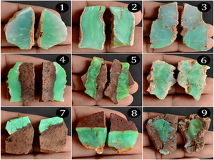 Pareja de Crisoprasa Australiana en Bruto, Gema Verde Natural en Rodajas para Colgante, 8mm de Altura, Piedras Atractivas al por Mayor - Product Image 6