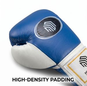 Gants de boxe personnalisés en cuir de vache bleu, respirants, légers, protection UV, extensibles, avec lacets, soutien du poignet, unisexe, pour la boxe - Product Image 5