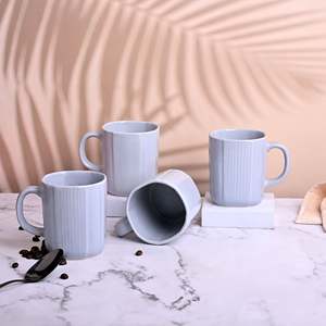 ชุดแก้วกาแฟเซรามิกเคลือบสีฟ้าใส 4 ใบ ใช้กับไมโครเวฟได้ เหมาะสำหรับกาแฟและนม - Product Image 5
