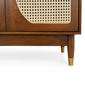 Aparador de Madera Maciza y Ratán Estilo Moderno de Mediados de Siglo, Mueble de Almacenamiento para Sala de Estar, Dormitorio u Hotel - Product Image 2