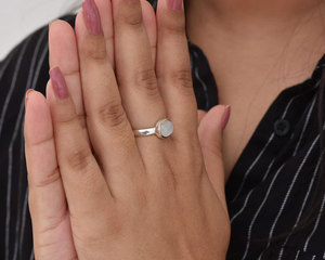 Handcrafted <b>Brass</b> Moonstone <b>Ring</b> for Women Minimalist Oval Cabochon Design Vintage Style Handmade Boho Jewelry Gift - Product Image 4