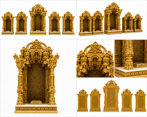 Traditional Golden Swaminarayan Hindu <b>Temple</b> Community Hall Custom-Made Teak <b>Wood</b> Set New Arrival Durable Indoor Use Worship - Product Image 5