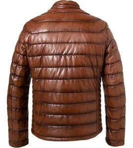 Veste en cuir d'agneau véritable marron de haute qualité pour homme, style mode, personnalisable, imperméable, respirante, pour la saison hivernale - Product Image 2