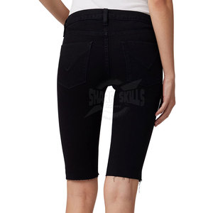 Shorts en jean pour femme de haute qualité, coupe ajustée, respirants, taille mi-haute, en tissu peigné 100% coton, pour l'entraînement - Product Image 4