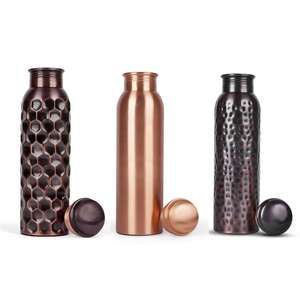 Polished Copper Water <b>Bottle</b> Long Neck Drinking <b>Bottle</b> Smooth Body Reusable Copper <b>Flask</b> Kitchen Office Travel Hydration - Product Image 5