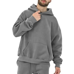 High Quality 100% Cotton Eco-Friendly Oversize Loose Fit <b>Thick</b> <b>Fleece</b> 300g Drop Shoulder Solid Custom Men Hoodie - Product Image 5