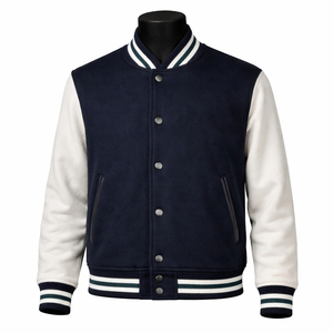 Nueva Chaqueta Varsity de Moda al por Mayor para Hombre, Personalizada, de Dos Tonos, Mezcla de Lana, Estilo Letterman, con Botones a Presión en la Parte Delantera - Product Image 1