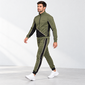 Ensemble de survêtement d'hiver pour homme, vert olive uni, à capuche, avec cordon de serrage, style sportif, coupe régulière, respirant - Product Image 3