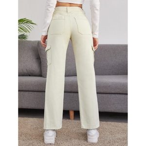 Jeans Beige para Mujer, Estilo Vintage Moderno, Retro, con Múltiples Bolsillos, Transpirables, Ecológicos, Tallas 26 a 40 - Product Image 2