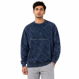 Sweat-shirt pour homme délavé à l'acide, col rond vintage, épais, en molleton uni, fabricant OEM ODM en gros - Product Image 1