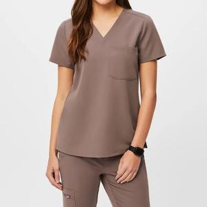 Haut de blouse médicale extensible de couleur foncée tendance, personnalisable avec logo, uniforme médical, dentaire et clinique, fabricant pakistanais - Product Image 3