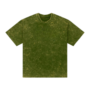 T-shirt personnalisé pour homme, vintage, délavé à l'acide, 100% coton, épais, coupe oversize, manches courtes, uni, vert délavé, style rétro - Product Image 6