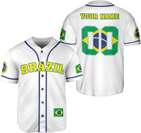 Camisetas de Béisbol Personalizadas OEM - Transpirables, Manga Corta, Diseño Brasileño Impreso Personalizado, Alta Calidad, 100% Poliéster, Antibacterianas