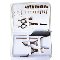 Ensemble d'outils multifonctionnels pour extensions de cheveux, pinces professionnelles en acier inoxydable pour extensions de cheveux avec micro-anneaux en silicone réutilisables