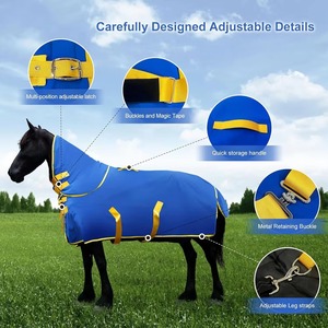 Magnifiques couvertures d'été légères et imperméables pour chevaux en tissu maille poly-coton 600D avec rabat pour la queue - Product Image 3