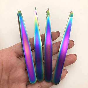 Ensemble de 4 pinces à épiler pour sourcils personnalisées, colorées, de précision, en acier inoxydable, pointe droite moderne, légères et durables - Product Image 6