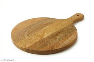 Planche à découper ronde en bois d'acacia avec poignée (1,5 cm d'épaisseur) - Planche à pizza écologique - Product Image 5