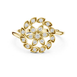 Anillo de Compromiso de Oro Amarillo de 14K con Diamante Cultivado en Laboratorio, Redondo, para Mujer |   Diamante Cultivado Nuevo - Product Image 1