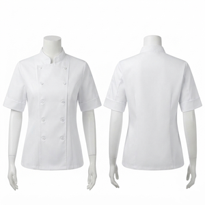 เสื้อเชฟผู้หญิง Sales Blackhardson รุ่นพรีเมียม 245 GSM ผ้าโพลีคอตตอนทวิล แขนสั้น ติดกระดุมด้านหน้า สีดำแดงตัดกัน แบบยูนิฟอร์ม - Product Image 2
