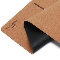 Tapis de yoga en liège naturel biologique durable avec logo personnalisé, ligne d'alignement laser, écologique, antidérapant, vente en gros
