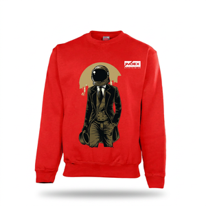 Sudadera Roja de Cuello Redondo para Hombre con Estampado de Traje de Astronauta, Corte Regular, Informal, para Otoño - Product Image 1