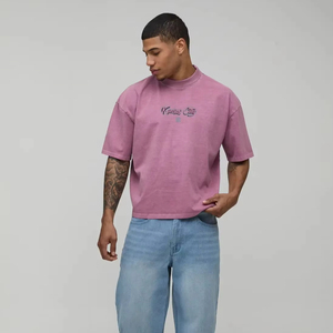 mens oversized boxy fit t shirt drop shoulder loose fit heavy cotton streetwear <b>tshirt</b> private label supplier - Product Image 1