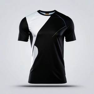 เสื้อยืดกีฬาแห้งเร็ว 100% โพลีเอสเตอร์ แขนสั้น สำหรับฝึกซ้อม ออกกำลังกาย สีตัดกัน ชุดทีม โลโก้ด้านหน้า - Product Image 2