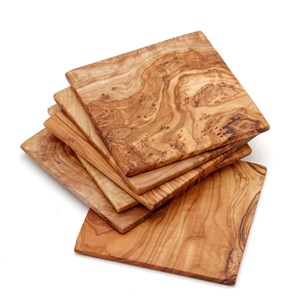 Sous-verres carrés en bois faits à la main avec logo personnalisé, en bois d'olivier naturel, résistants à la chaleur, pour tasses et table, vente en gros - Product Image 1
