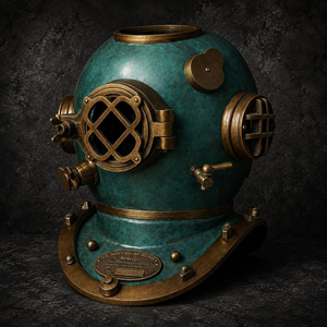 Réplica del Casco de Buceo Mark V de la Marina de los Estados Unidos, Acabado en Cobre Antiguo, Casco de Buceo Náutico para Aguas Profundas, Decoración Marítima - Product Image 1