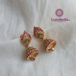 18K Gold Plated Pearl and Ruby Drop Earrings for Wedding and Party - Product Image 2