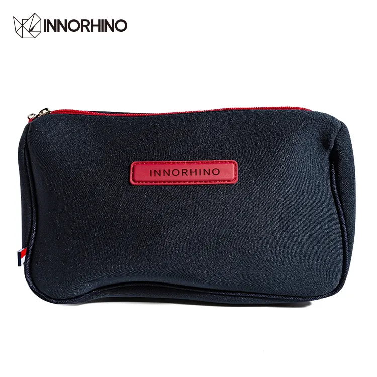 Bolsa de aseo de neopreno con logotipo personalizado de negocios promocionales al por mayor bolsa de maquillaje bolsa de cosméticos con cremallera INNORHINO