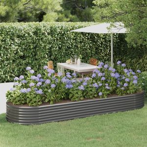 Bac à fleurs surélevé pour jardin en acier thermolaqué gris 126,8 x 39,4 x 14,2 po – Pots et jardinières - Product Image 1