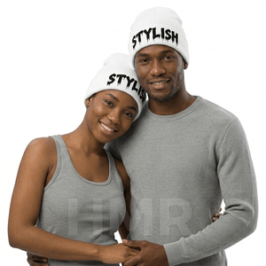 Gorro Blanco HMR Sisterhood Brotherhood, Unisex, Tejido a Mano, Acrílico, Gorro de Invierno, Estilo Urbano, Casual, con Estampado de Letras - Product Image 5