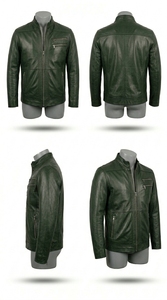 Chaqueta Vintage con Capucha y Cierre Frontal de Cuero Sintético para Hombre - Product Image 5