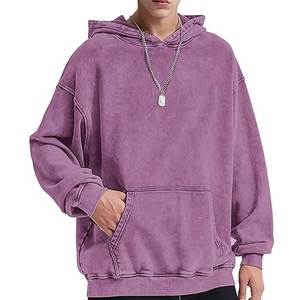 Sudadera con Capucha Lisa Morada de Felpa Francesa con Lavado Ácido, Personalizada, Oversize, Lisa, Estilo Vintage, Lavado Ácido, Hip Hop, Sudadera con Capucha Lavada Ácido - Product Image 4
