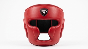 Protège-tête en cuir rouge unisexe, équipement d'entraînement de protection complète - Product Image 1