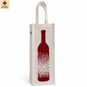Sac cadeau pour bouteille de vin en jute naturel laminé, emballage cadeau pour vin, 13x36x13 cm, logo personnalisé, vente en gros, OEM, marque privée, modèle SNC75 - Product Image 2