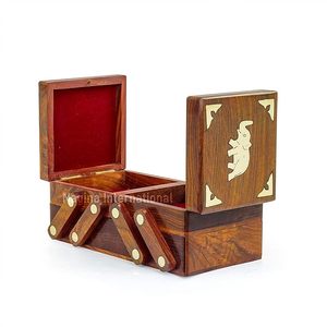 Boîte de rangement extensible en bois artisanale avec doublure en velours, boîte de rangement pour bijoux, boîte de rangement pour fournitures d'artisanat - Product Image 5