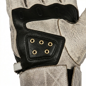 Guantes de cuero para motocicleta con cierre de gancho y bucle, antideslizantes, para hombre, guantes de verano para motociclismo. - Product Image 6