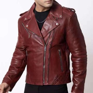 Vestes en cuir pour hommes de haute qualité avec logo brodé personnalisé, tissu en toile, col montant, style motard, streetwear - Product Image 5