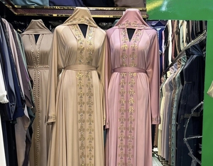 Abaya Modeste de Dubaï en Gros, Perlée et Pailletée, à Manches Longues, Traditionnelle Musulmane, Faite à la Main, pour Mariage, Respirante, Col en V pour Femme - Product Image 6