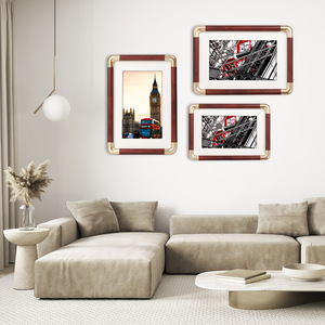 Cadre photo décoratif de bureau en PVC imitation bois, style chinois, 6 pouces, avec bordure en cuivre et <span class=keywords><strong>coins</strong></span> arrondis – Vente en gros - Product Image 4