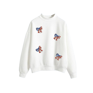 Sweat-shirts pour femmes et filles, robustes, d'hiver, imprimés USA, à col rond et en coton bouclette, pour la Fête Nationale des États-Unis - Product Image 5