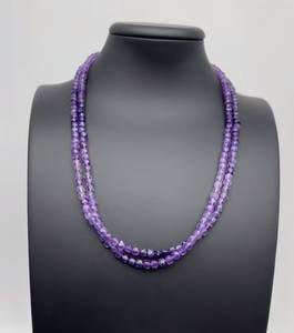 Handmade Vintage Style 92.5 Sterling <b>Silver</b> <b>Necklace</b> Natural Blue Amethyst Faceted Round Gemstone Rhodium Plated - Product Image 1